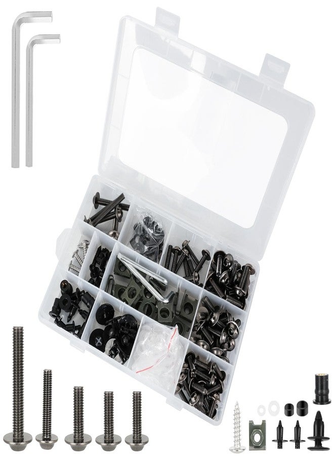 MOCODUO 195Pcs M5 M6 Motorcycle Fairing Bolt Kit Stainless Steel Windscreen Screws Fastener Clips Universal for Sportbike Kawasaki Suzuki Honda Yamaha BMW Ducati GSXR Motorcycle Accessories Titanium - Image 2