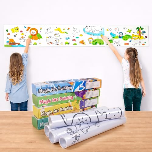 WISHKEY Kids Drawing & Colouring Paper Roll 3 Meter 30CM Width Pack Of 4 Large Coloring Roll Sheet for Toddlers Creative Art Painting & Sketching Paper for Kids Age Above 3 Years - Image 1