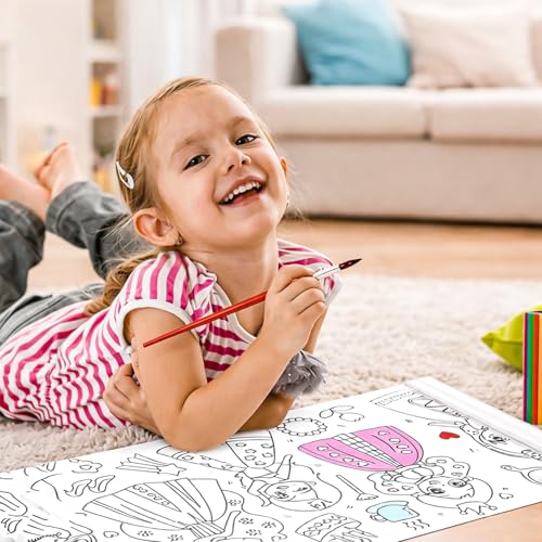 WISHKEY Kids Drawing & Colouring Paper Roll 3 Meter 30CM Width Pack Of 4 Large Coloring Roll Sheet for Toddlers Creative Art Painting & Sketching Paper for Kids Age Above 3 Years - Image 5