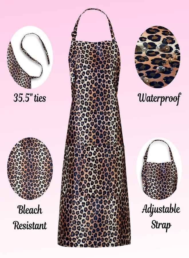 Plum Hill Leopard Cheetah Apron for Hair Stylists, Cosmetology, Make-up Artists, Beauticians - Waterproof Apron; Bleach Proof Aprons for Hair Coloring Eyelashes, Brows, Esthetician Aprons for Women - Image 3