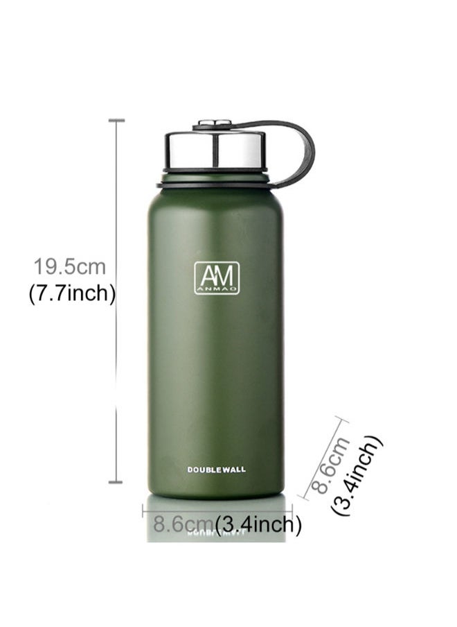 NIBEMINENT - Outdoor Vacuum Heat Insulation Cup Portable Sport Bottle Green 610ml - Image 1