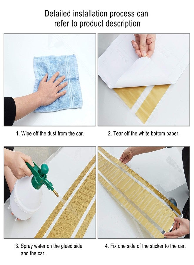 تومال ملصق شريط غطاء محرك السيارة من TOMALL مقاس 49 بوصة × 8.7 بوصة، ملصق جانبي لهيكل السيارة، ملصق سقف السيارة، ملصق فينيل معدل (ذهبي) - Image 5