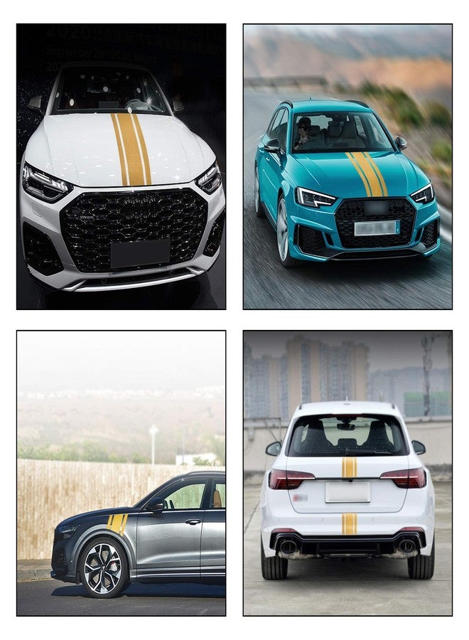 تومال ملصق شريط غطاء محرك السيارة من TOMALL مقاس 49 بوصة × 8.7 بوصة، ملصق جانبي لهيكل السيارة، ملصق سقف السيارة، ملصق فينيل معدل (ذهبي) - Image 3