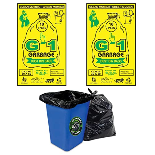 G1 G 1 Garbage Bags/Dustbin Bags/Trash Bags | Jumbo - 30 X 50-2 Pack | Black | For Home Office Parks Hospitals | Combo Packs | - Image 1