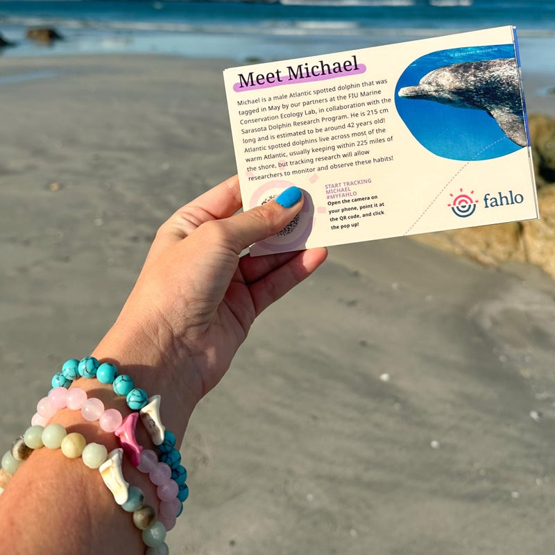 Fahlo Dolphin Tracking Bracelet â€“ Elastic, One Size Fits Most â€“ Supports FIU Marine Mammal Ecology Lab â€“ Track a Real Dolphin on Interactive Mobile App Map â€“ Unisex Gift for Men & Women (Aqua Blue) - Image 2
