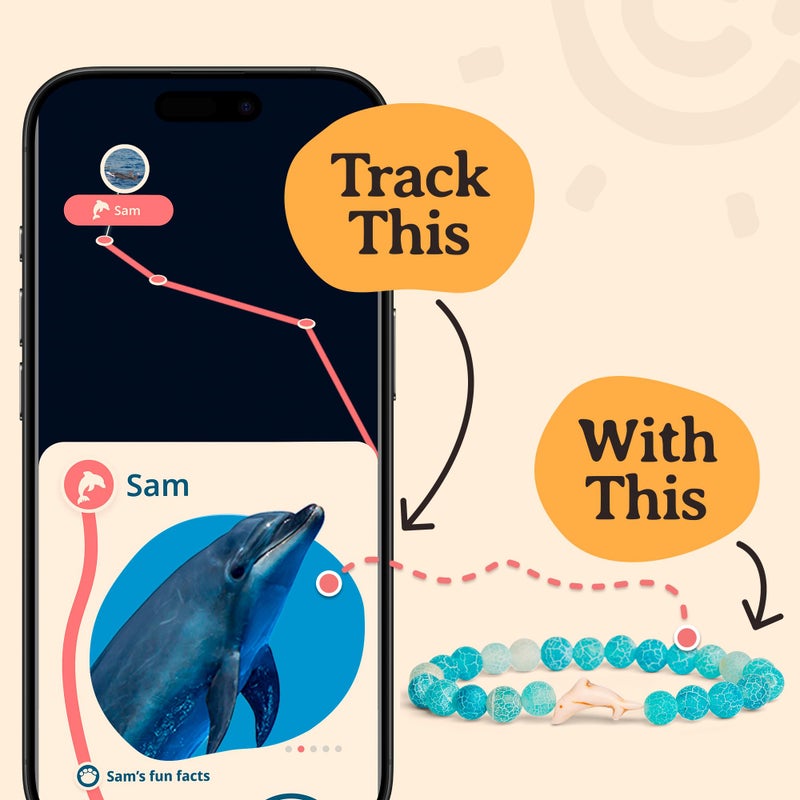 Fahlo Dolphin Tracking Bracelet â€“ Elastic, One Size Fits Most â€“ Supports FIU Marine Mammal Ecology Lab â€“ Track a Real Dolphin on Interactive Mobile App Map â€“ Unisex Gift for Men & Women (Aqua Blue) - Image 3