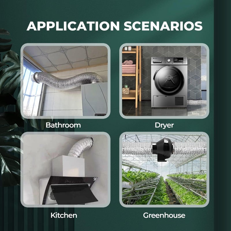 iPower Flexible 4 Inch 8 Feet Aluminum Ducting NonInsulated Dryer Vent Hose for HVAC Heating Cooling Ventilation and Exhaust 2 Clamps Included Silver - Image 5