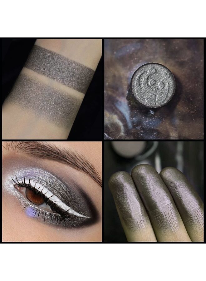 ecofavor Black Smoky Eye shadow Palette, DE'LANCI PANDA 9 Colors True Black Dark Grey Smokey Eyeshadow Palette Goth Makeup Pallet, 9 Soft Matte Shimmer High Pigmented Basic Black White Gray Shade for Halloween - Image 2