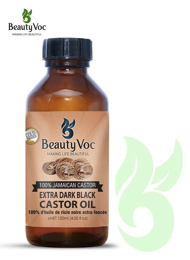 BEAUTY VOC of Premium Extra Dark Black Castor Oil Extracted from Finest Castor Beans, Strengthens Follicles, Minimizes Breakage, Nourishes, Hydrates Scalp, Amplifies Eyebrows and Eyelashes, 120ml  - Image 1