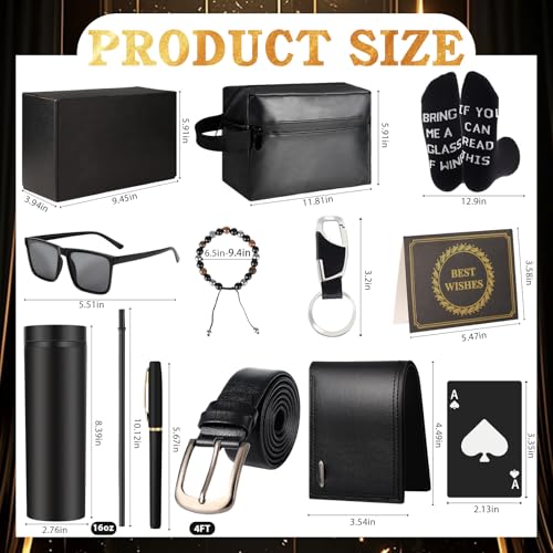 JolliKids Gifts Box for Men Dad Gifts Basket Set for Fathers 16 oz Tumblers Wallet Toiletry Bag Bottle Opener Sunglasses Bracelet Socks Pen Keychain Personalized Birthday Gift for Dad Husband Boyfriend - Image 2