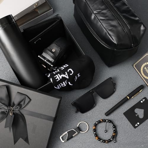 JolliKids Gifts Box for Men Dad Gifts Basket Set for Fathers 16 oz Tumblers Wallet Toiletry Bag Bottle Opener Sunglasses Bracelet Socks Pen Keychain Personalized Birthday Gift for Dad Husband Boyfriend - Image 4