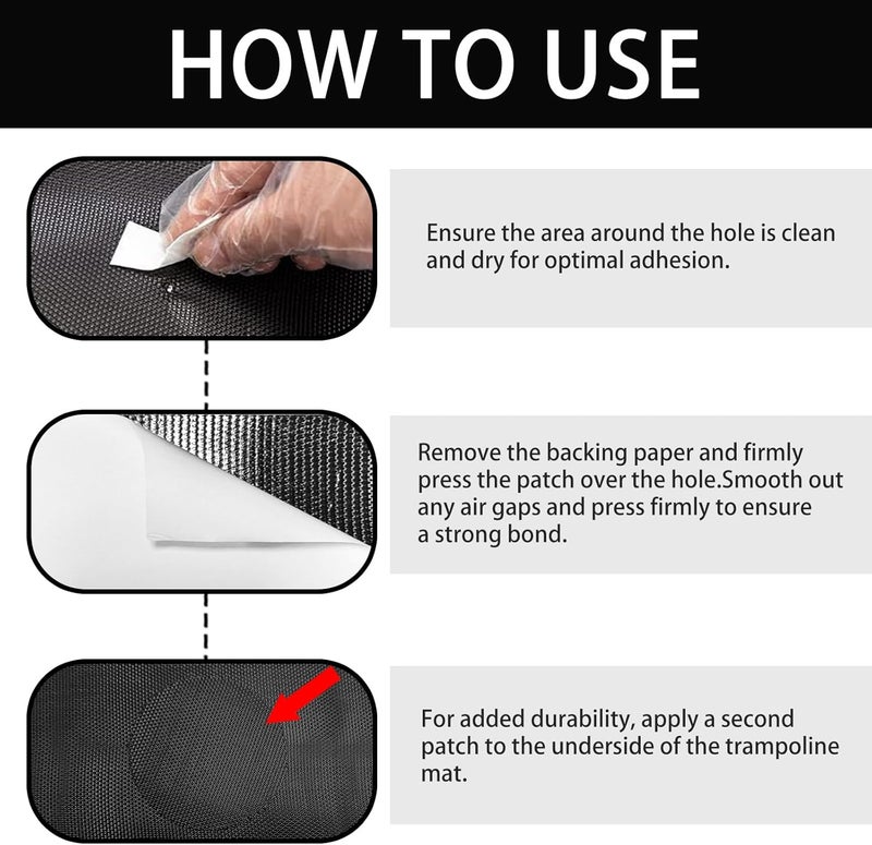 Bezant Self-Adhesive Trampoline Patch Repair Kit 3 Shape Patches Trampoline Repairing Tears or Holes in Trampoline Mats - Image 4