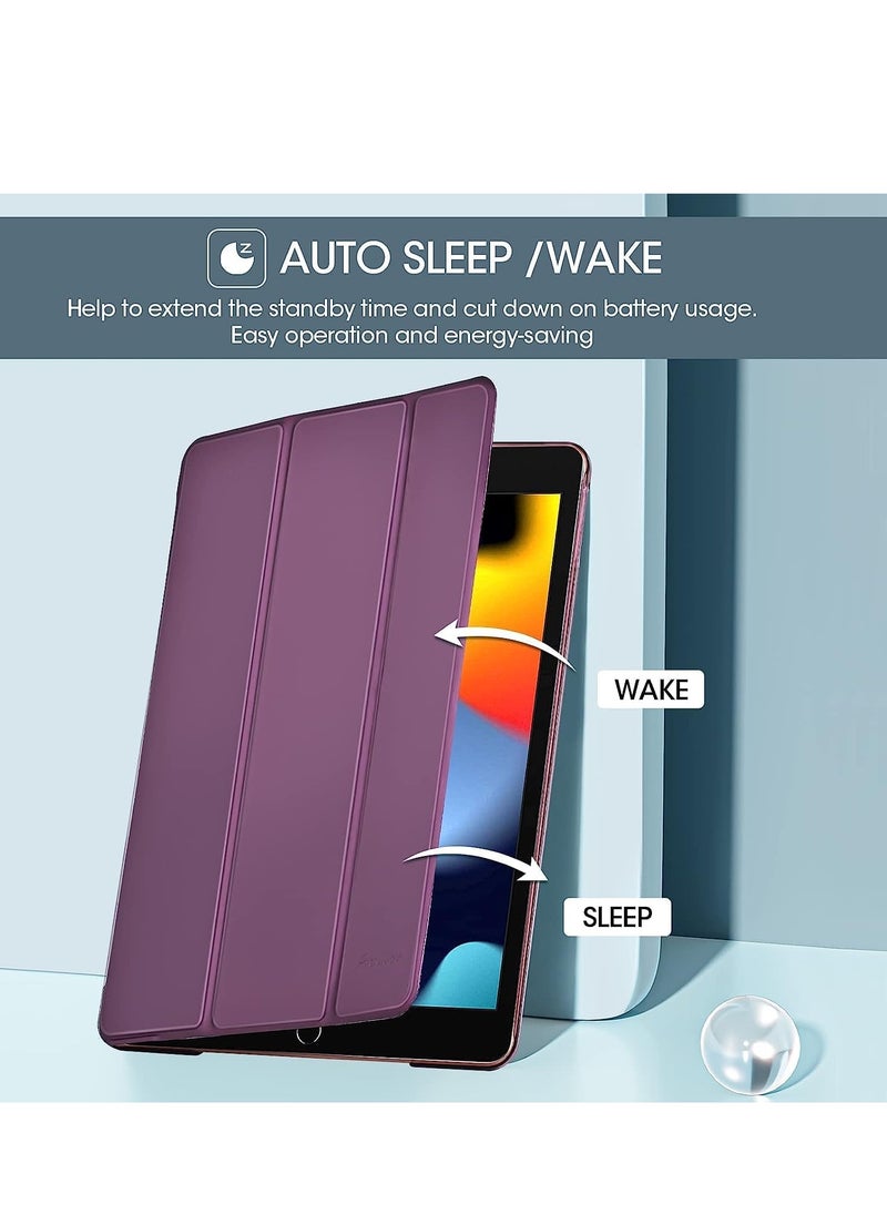 iPad 10.2 Case - Compatible with 9th Generation (2021), 8th Generation (2020), 7th Generation (2019) - Slim Translucent Hard PC Protective Smart Cover with Stand - Purple