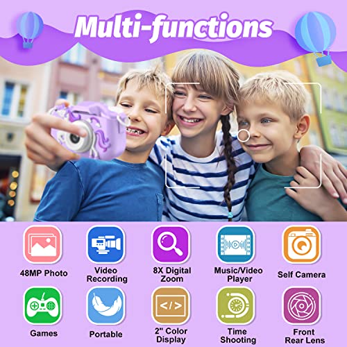 Mgaolo Children's Camera Toys for 3-12 Years Old Kids Boys Girls,HD Digital Video Camera with Protective Silicone Cover,Christmas Birthday Gifts with 32GB SD Card (Purple) - Image 2