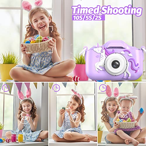 Mgaolo Children's Camera Toys for 3-12 Years Old Kids Boys Girls,HD Digital Video Camera with Protective Silicone Cover,Christmas Birthday Gifts with 32GB SD Card (Purple) - Image 4