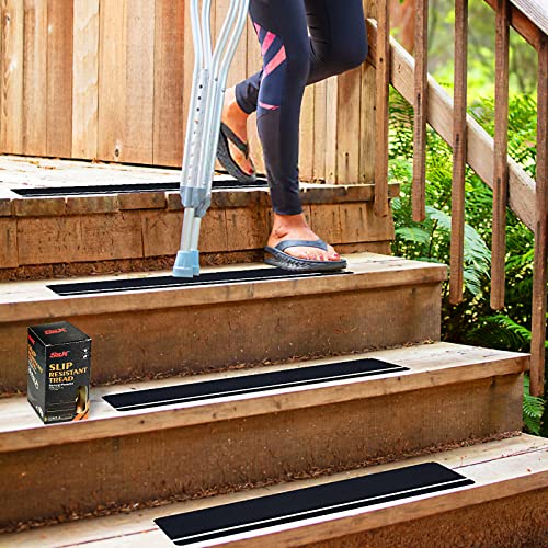 SX S&X Outdoor Stair Treads Non-Slip 5-Pack, 6" x 24" with Glow-in-The-Dark Stripe Heavy Duty Anti Slip Tape for All Slippery Surfaces - Weather Resistant Grip Tape for Stairs, Steps - Image 1