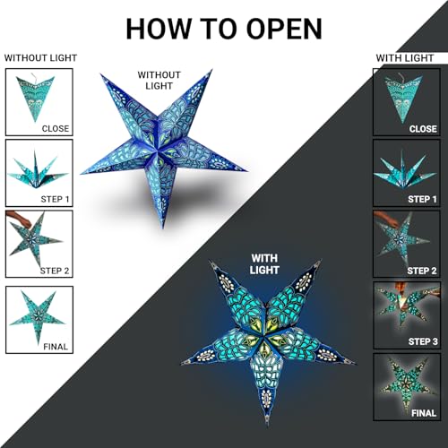 ME  YOU ME & YOU Paper Star Decoration – Perfect for Diwali, Birthday, Christmas & New Year, Ideal for Indoor/Outdoor Festive Decor, Reusable & Lightweight- Blue Color 61 CM - Image 5