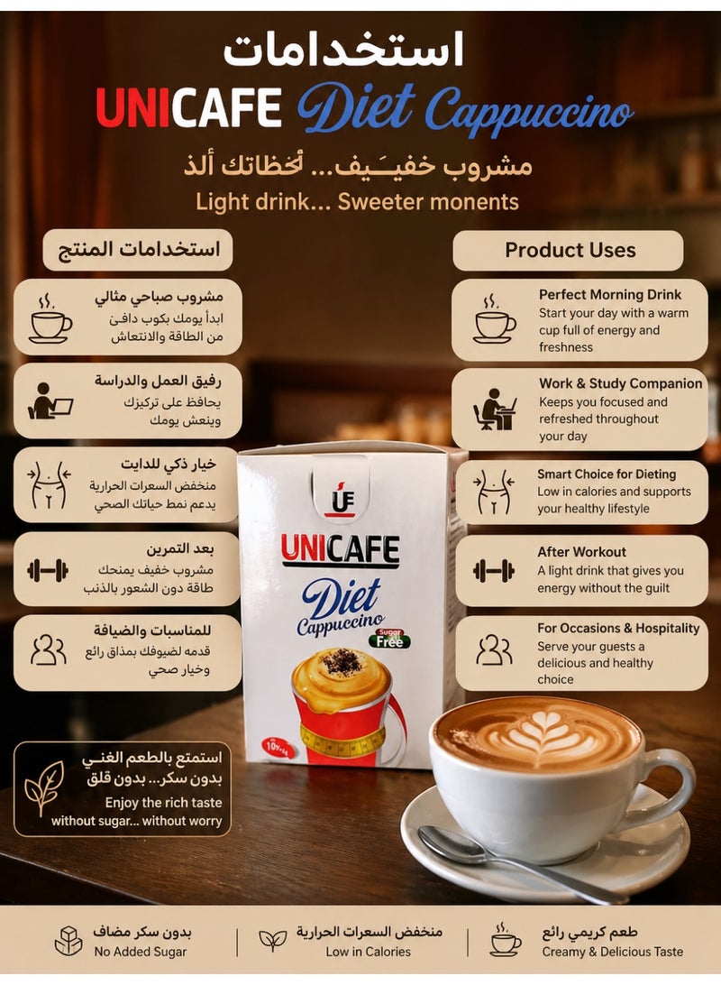 يوني كافيه دايت كابتشينو سريع التحضير خالي من السكر 10 أظرف - Image 5