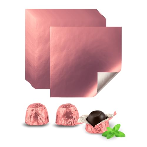 Foilman Confectionery Chocolate/Candy Wrapper Foil sheets DIY Candy and Chocolate Wrapping For All Occasions - Pack of 500 Sheets - 3 x 3 Inch (Rose Gold) - Image 1