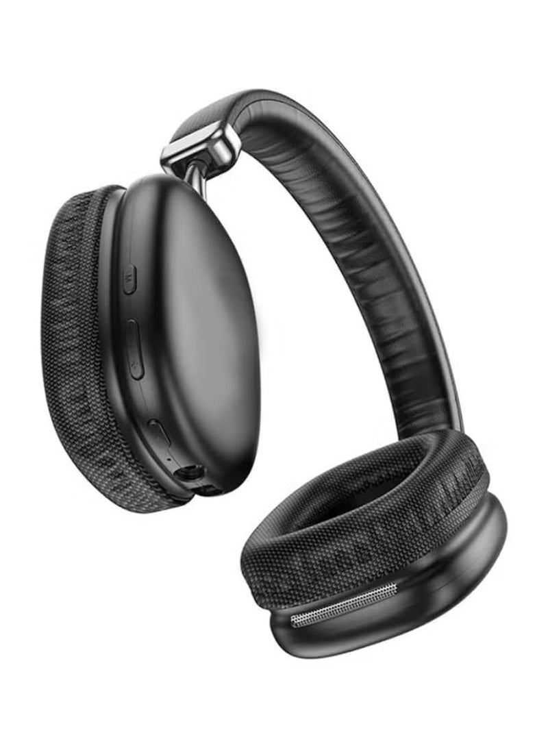 هوكو. W35 - سماعات رأس لاسلكية بتقنية البلوتوث، بلوتوث V5.3، وقت الاستخدام: حتى 40 ساعة، وقت الاستعداد: حتى 200 ساعة، تدعم بطاقة TF ووضع AUX، متوافقة مع الهواتف المحمولة والأجهزة اللوحية - أسود - Image 2