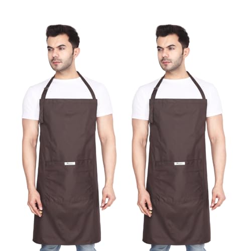 MAKSTILE Waterproof & Dustproof Apron For Dishwashing, Cooking, Dog Grooming, Gardening, Car Wash, Lab, Restaurant & Industrial Use | Unisex| Color-Navy Coffee & Coffee | Pack Of 2 - Image 1