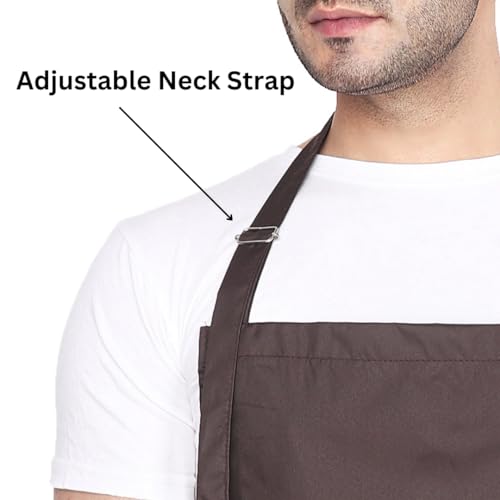 MAKSTILE Waterproof & Dustproof Apron For Dishwashing, Cooking, Dog Grooming, Gardening, Car Wash, Lab, Restaurant & Industrial Use | Unisex| Color-Navy Coffee & Coffee | Pack Of 2 - Image 2