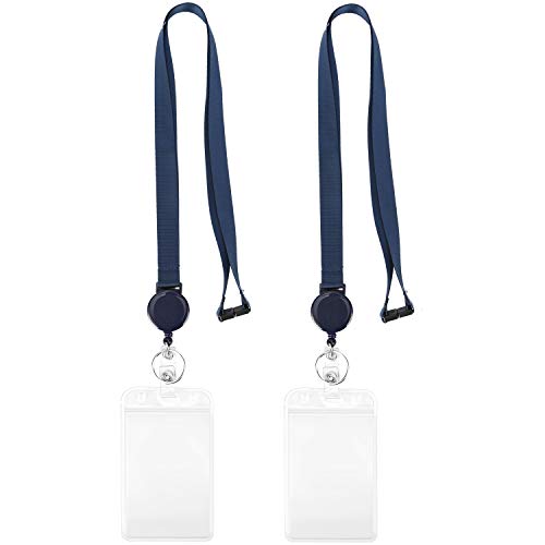 YOUOWO Retractable Badge Holder with Lanyard,Breakaway Safety Lanyards with id Badge Holders Vertical,Retractable id Badge with Clip,Punched Zipper Waterproof,Pack of 2 - Image 1