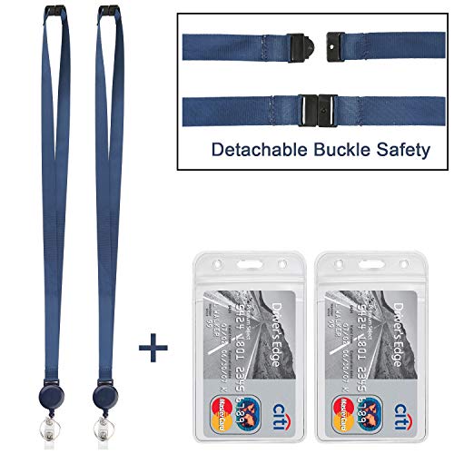 YOUOWO Retractable Badge Holder with Lanyard,Breakaway Safety Lanyards with id Badge Holders Vertical,Retractable id Badge with Clip,Punched Zipper Waterproof,Pack of 2 - Image 4