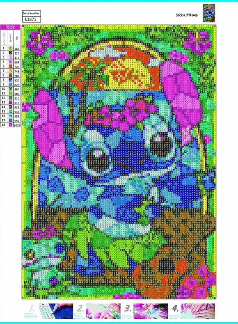Captaintech DIY 5D Diamond Painting by Number Kit for Kids, Diamonds for Children Full Round Drill Lovely Cartoon Stitch Rhinestone Embroidery Arts Craft Kits for Home Wall Decor - Image 5