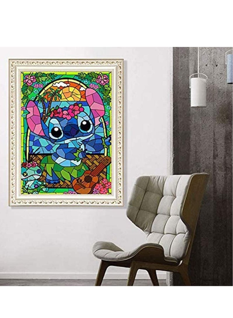 Captaintech DIY 5D Diamond Painting by Number Kit for Kids, Diamonds for Children Full Round Drill Lovely Cartoon Stitch Rhinestone Embroidery Arts Craft Kits for Home Wall Decor - Image 3