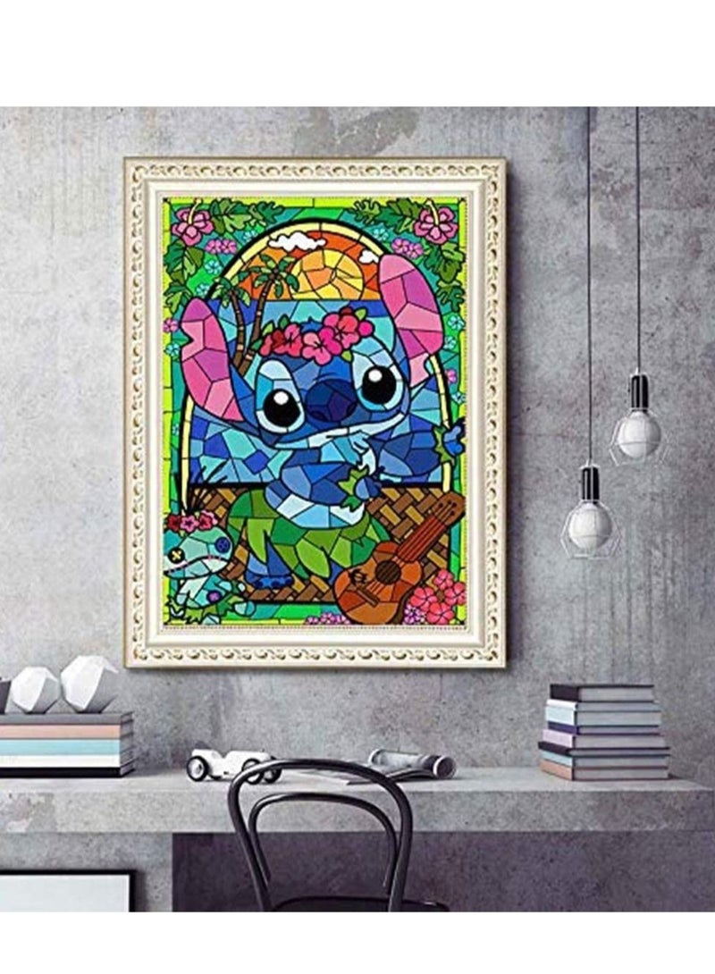 Captaintech DIY 5D Diamond Painting by Number Kit for Kids, Diamonds for Children Full Round Drill Lovely Cartoon Stitch Rhinestone Embroidery Arts Craft Kits for Home Wall Decor - Image 2