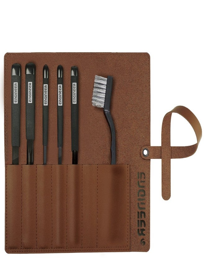 Engineer TFS-10 Jet Black File Set, Medium, Set of 5, Exclusive Leather Case Included - Image 1