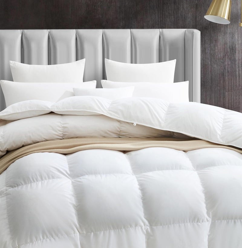 Maple&Stone Feather Down Comforter Queen Size All Season White Down Duvet Insert Ultra Soft 100% Cotton Cover Fluffy Queen Comforter 90 x 90 Inches - Image 2