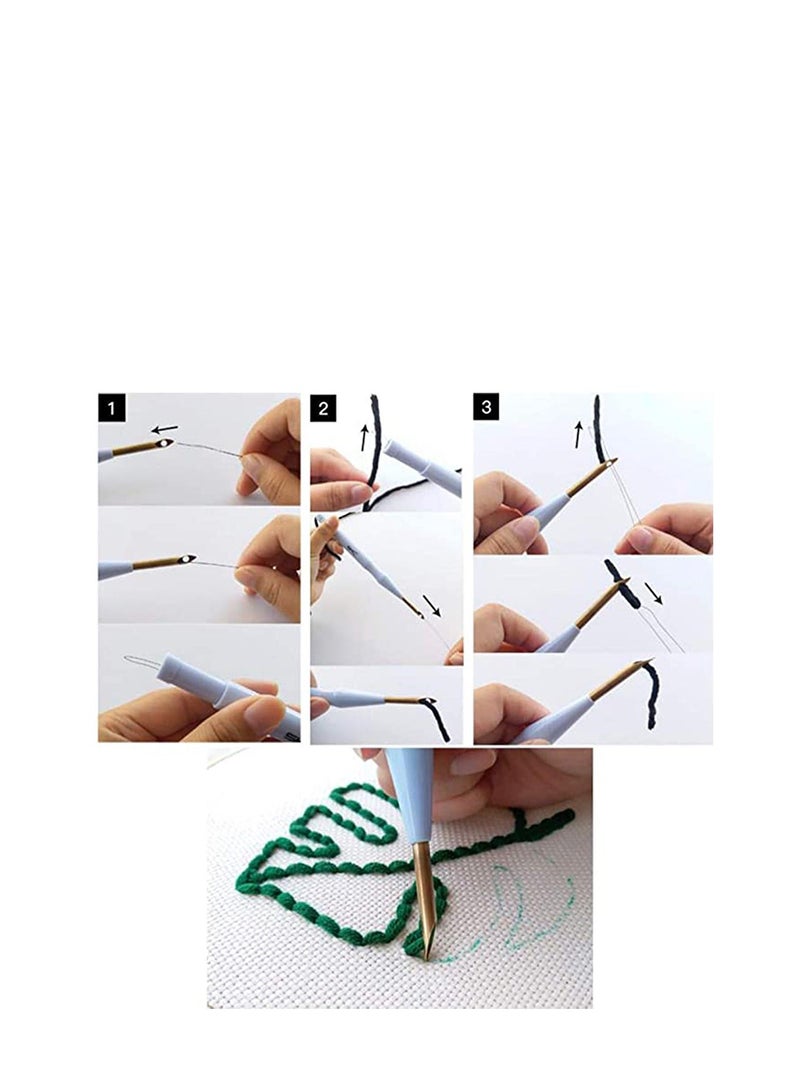 Series of Scenery Punch Needle Embroidery Starter Kits Punch Needle Tool, DIY Rug Hooking Kit for Adults Kids Beginner with Adjustable Embroidery Pen Yarn Rug Punch Needle Hoop - Image 4