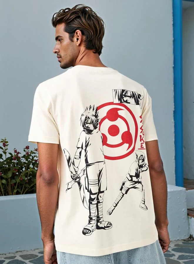 سبلاش فيڤ تيشيرت بياقة مستديرة بطبعة كاكاشي