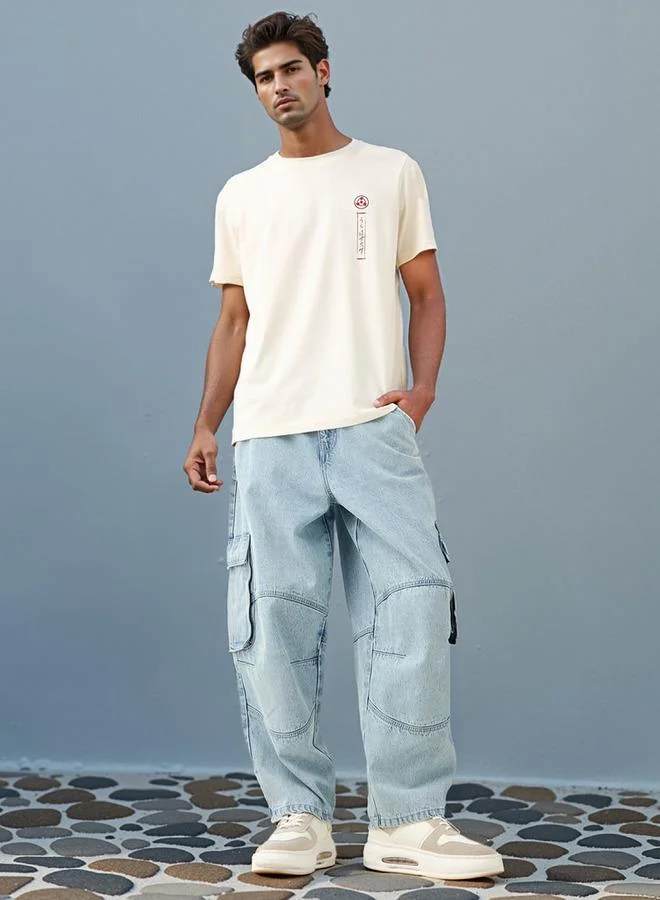 سبلاش فيڤ تيشيرت بياقة مستديرة بطبعة كاكاشي