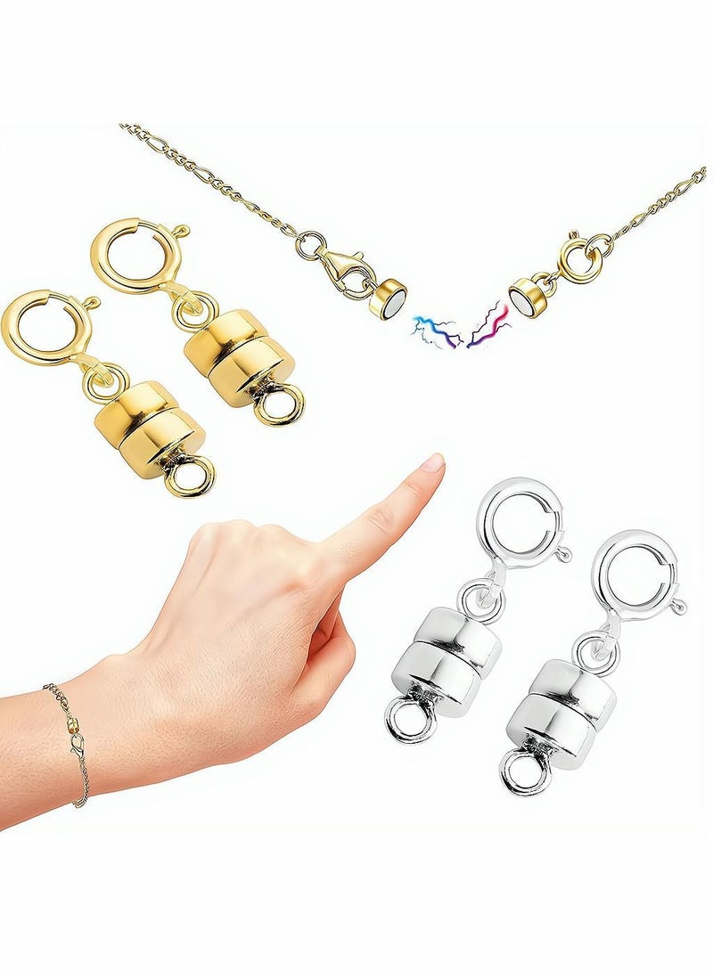 Y&D Magnetic Clasp Converter for Necklace, 4 Pieces Necklace Closures Connector, Jewelry Clasps Connector Chain Extender Bracelet Crafts (2 Gold, 2 Silver) - Image 1
