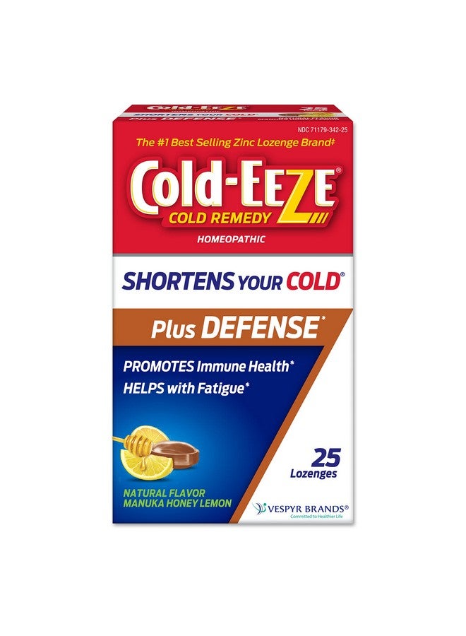 كولد-إيز معينات Cold-Eeze Plus Defense الطبيعية من عسل مانوكا والليمون والزنك، علاج البرد المثلي، يقلل من أعراض البرد الشائعة، يعزز صحة المناعة، سامبوكوس نيجرا، إشنسا ووركين الورد، 25 قرصًا. - Image 1