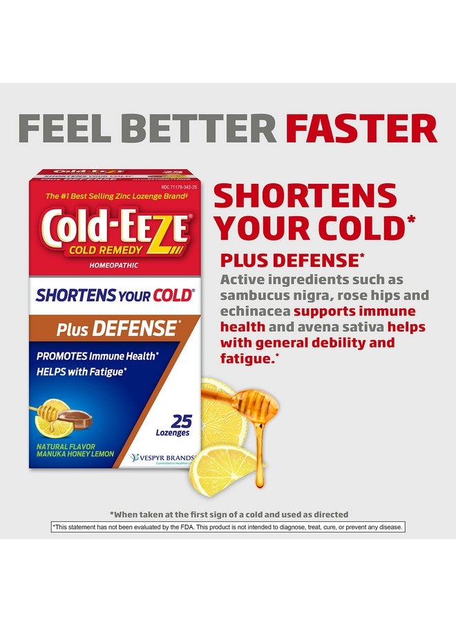 كولد-إيز معينات Cold-Eeze Plus Defense الطبيعية من عسل مانوكا والليمون والزنك، علاج البرد المثلي، يقلل من أعراض البرد الشائعة، يعزز صحة المناعة، سامبوكوس نيجرا، إشنسا ووركين الورد، 25 قرصًا. - Image 2