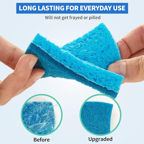 HOMERHYME Non-Scratch Cellulose Scrub Sponges 12 Pack, Sponges Kitchen with Double-Side & Ergonomic Design for Dishes, Coated Cookware, Sink & Countertops. - Image 3