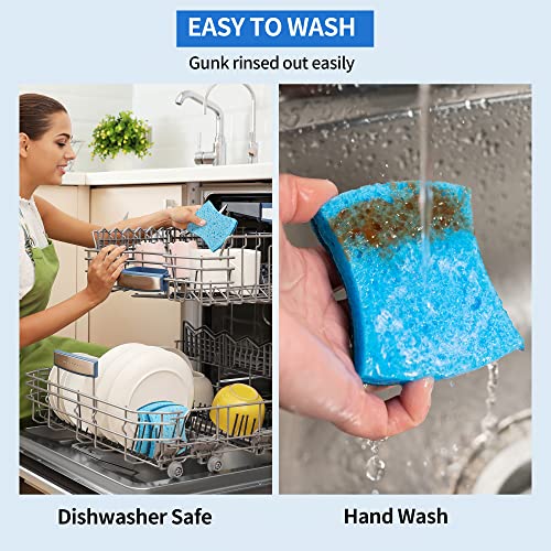 HOMERHYME Non-Scratch Cellulose Scrub Sponges 12 Pack, Sponges Kitchen with Double-Side & Ergonomic Design for Dishes, Coated Cookware, Sink & Countertops. - Image 5