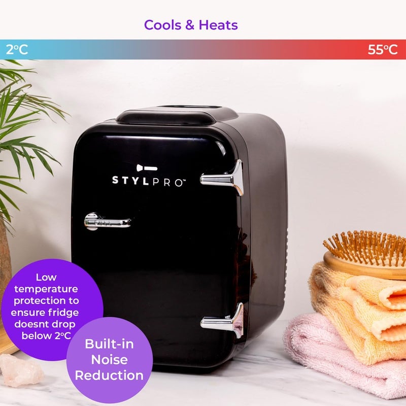ستايل برو ثلاجة StylPro Mini Beauty السوداء – سعة 4 لترات، مخصصة للعناية بالبشرة (السيرومات، الكريمات، الأقنعة، طلاء الأظافر)؛ تحتوي على وظائف تبريد وتسخين؛ هادئة، صغيرة الحجم، تأتي في عبوة صديقة للبيئة، ومنظم مثالي لمستحضرات التجميل. - Image 2