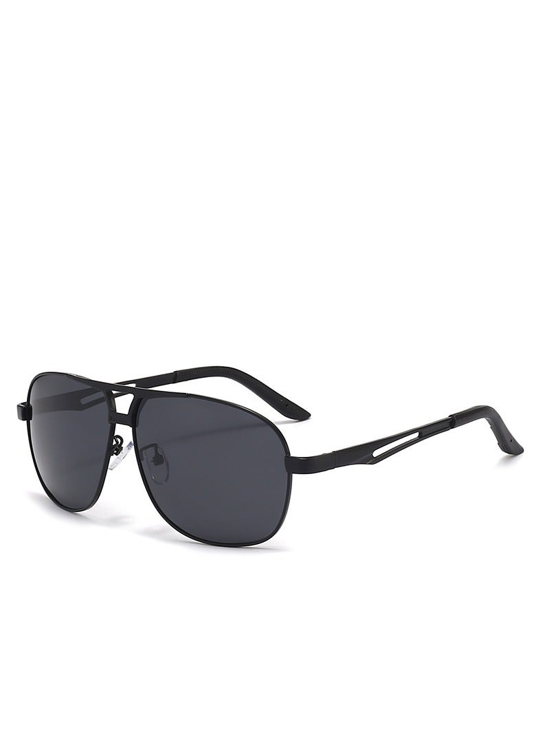 QZ New Men's Polarized Sunglasses Day and Night Color Changing Sunglasses Driving Sun Shade Glasses Black Frame Black And Gray Film - Image 1