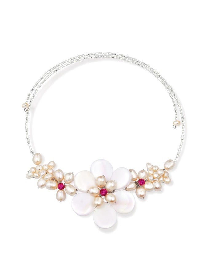 Gradual Flower Pink Mother Of Pearl & Cultured Freshwater Pink Pearl Cluster Wrap Choker Necklace - pzsku/Z0D198F68935326BDD539Z/45/_/1714990049/0d7144f8-bddd-49d7-89c2-6e7dc83a46c8