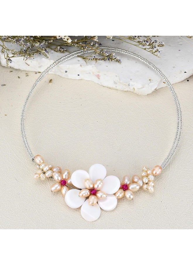 Gradual Flower Pink Mother Of Pearl & Cultured Freshwater Pink Pearl Cluster Wrap Choker Necklace - pzsku/Z0D198F68935326BDD539Z/45/_/1714990053/68fbea9c-92f4-417e-8b31-54f4d96999aa