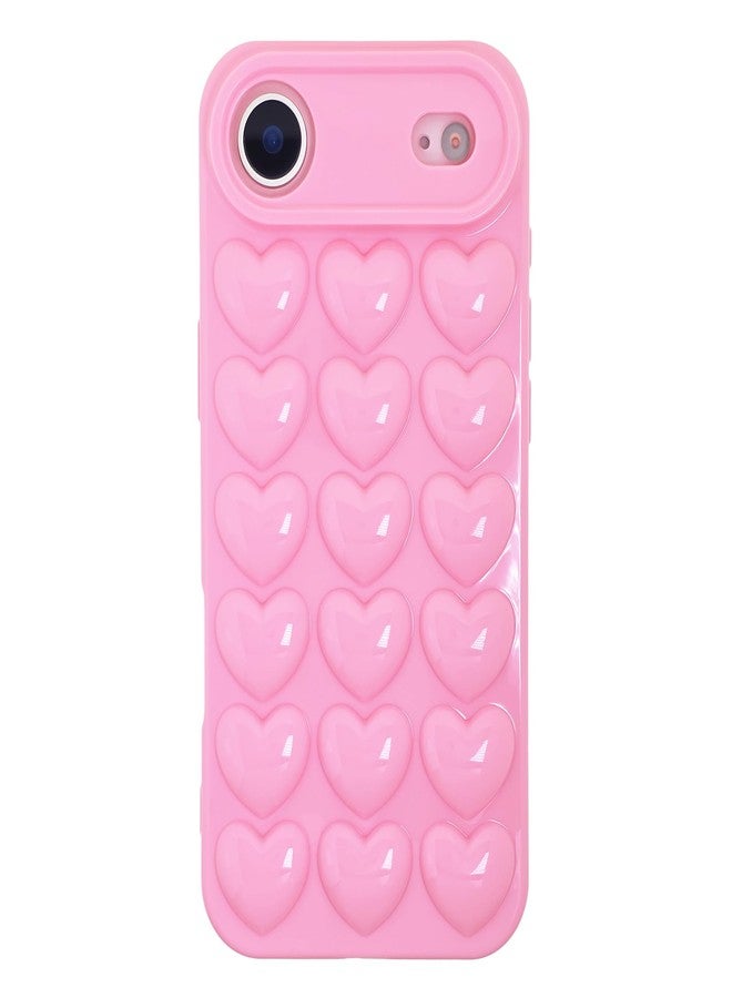 DMaos جراب DMaos لهاتف iPhone 17 Pro Max للنساء، غطاء جل ثلاثي الأبعاد بتصميم قلب فقاعي لطيف، مناسب للفتيات، لهاتف iPhone 17 Pro Max مقاس 6.9 بوصة - وردي - Image 2