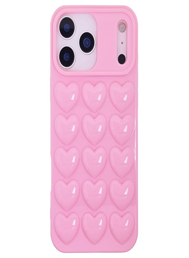 DMaos جراب DMaos لهاتف iPhone 17 Pro Max للنساء، غطاء جل ثلاثي الأبعاد بتصميم قلب فقاعي لطيف، مناسب للفتيات، لهاتف iPhone 17 Pro Max مقاس 6.9 بوصة - وردي - Image 1