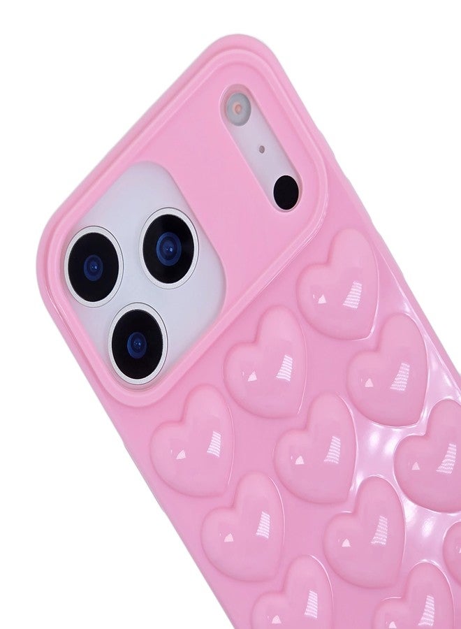 DMaos جراب DMaos لهاتف iPhone 17 Pro Max للنساء، غطاء جل ثلاثي الأبعاد بتصميم قلب فقاعي لطيف، مناسب للفتيات، لهاتف iPhone 17 Pro Max مقاس 6.9 بوصة - وردي - Image 4