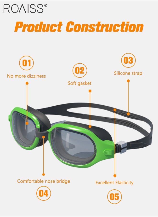 roaiss Swim Goggles for Adult with Soft Silicone Gasket, Anti-fog No Leaking Full Protection Clear Vision Pool Goggles, Swimming Glasses for Men Women, Green and Black  - Image 3