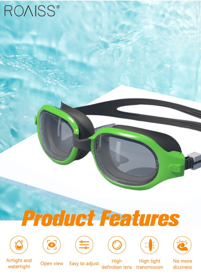 roaiss Swim Goggles for Adult with Soft Silicone Gasket, Anti-fog No Leaking Full Protection Clear Vision Pool Goggles, Swimming Glasses for Men Women, Green and Black  - Image 2